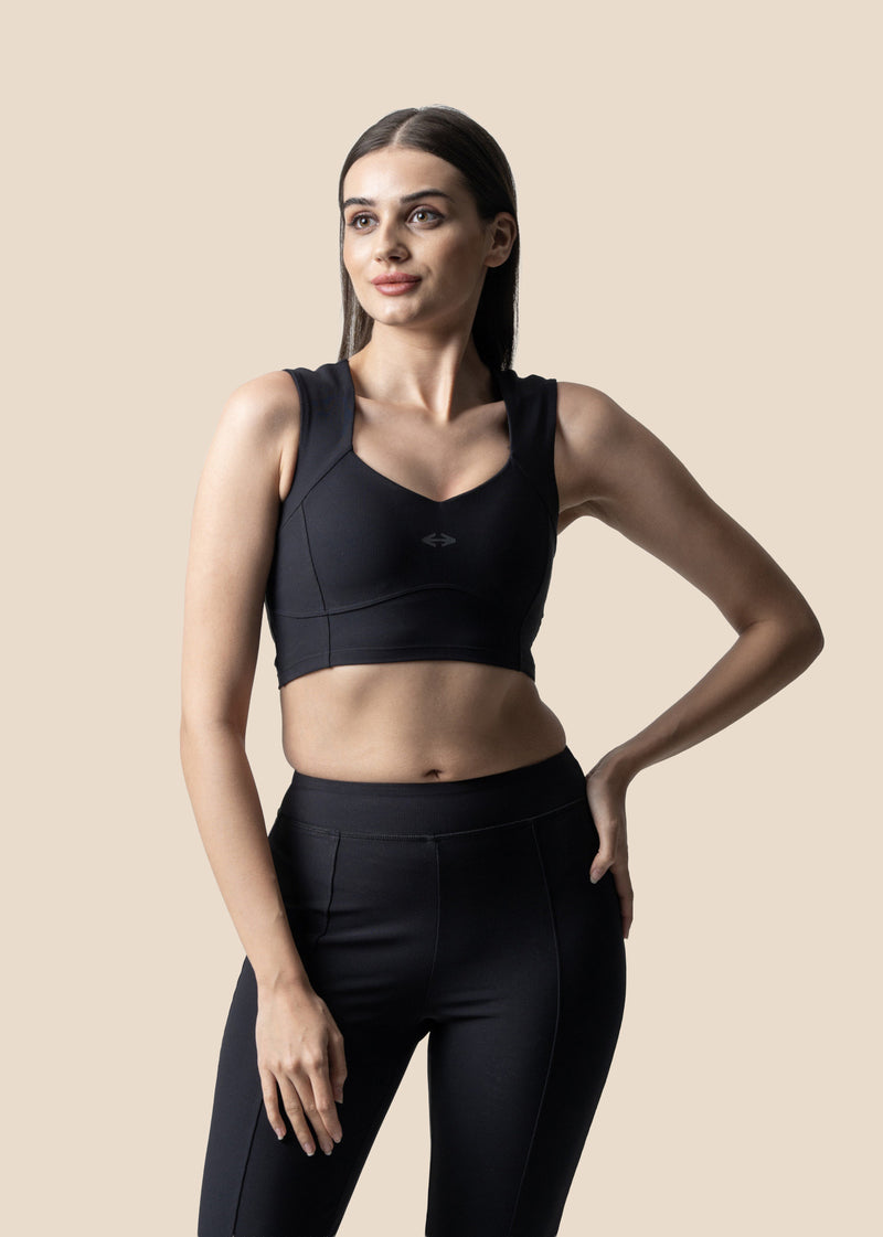 Women Reflective Gym Sports Bra Black