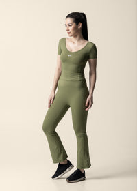 Strch Flex Crop Top - Olive - 2