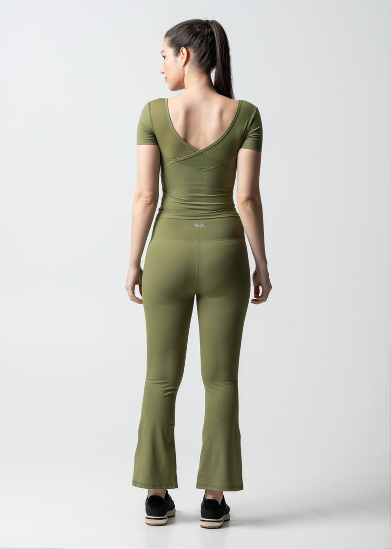 Women High Waist Bootcut Workout Leggings - Olive