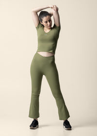 Strch Flex Crop Top - Olive - 1