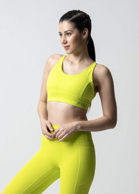 Women Criss Cross Gym Sports Bra - Neon Green - 1