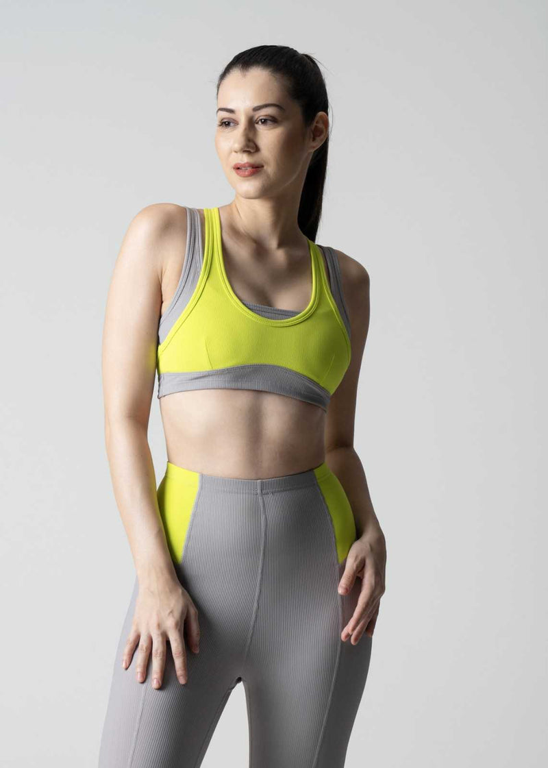 Strch Flex Double Up Sports Bra - Grey