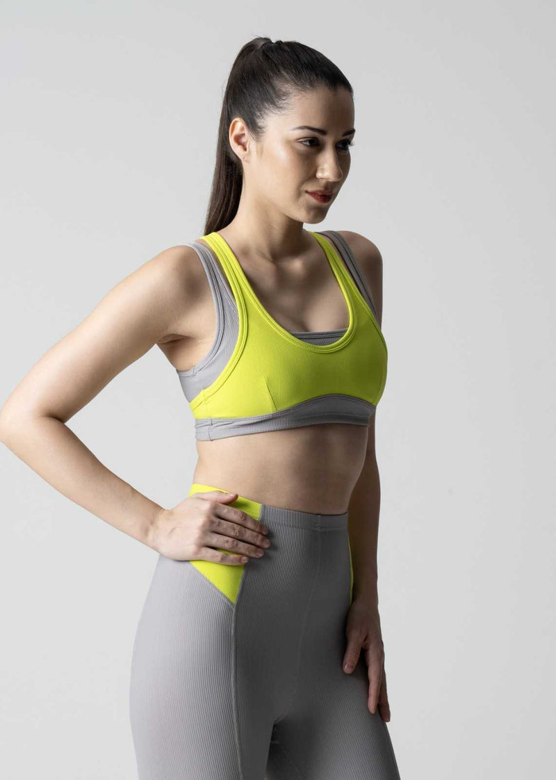 Strch Flex Double Up Sports Bra - Grey