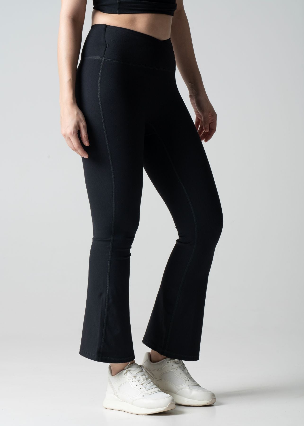 Women High Waist Bootcut Workout Leggings - Black - 5