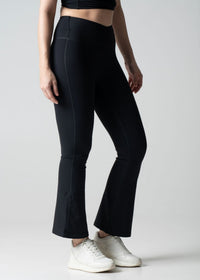 Women High Waist Bootcut Workout Leggings - Black - 5