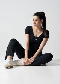Women High Waist Bootcut Workout Leggings - Black - 6