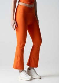 Women High Waist Bootcut Workout Leggings - Orange - 4
