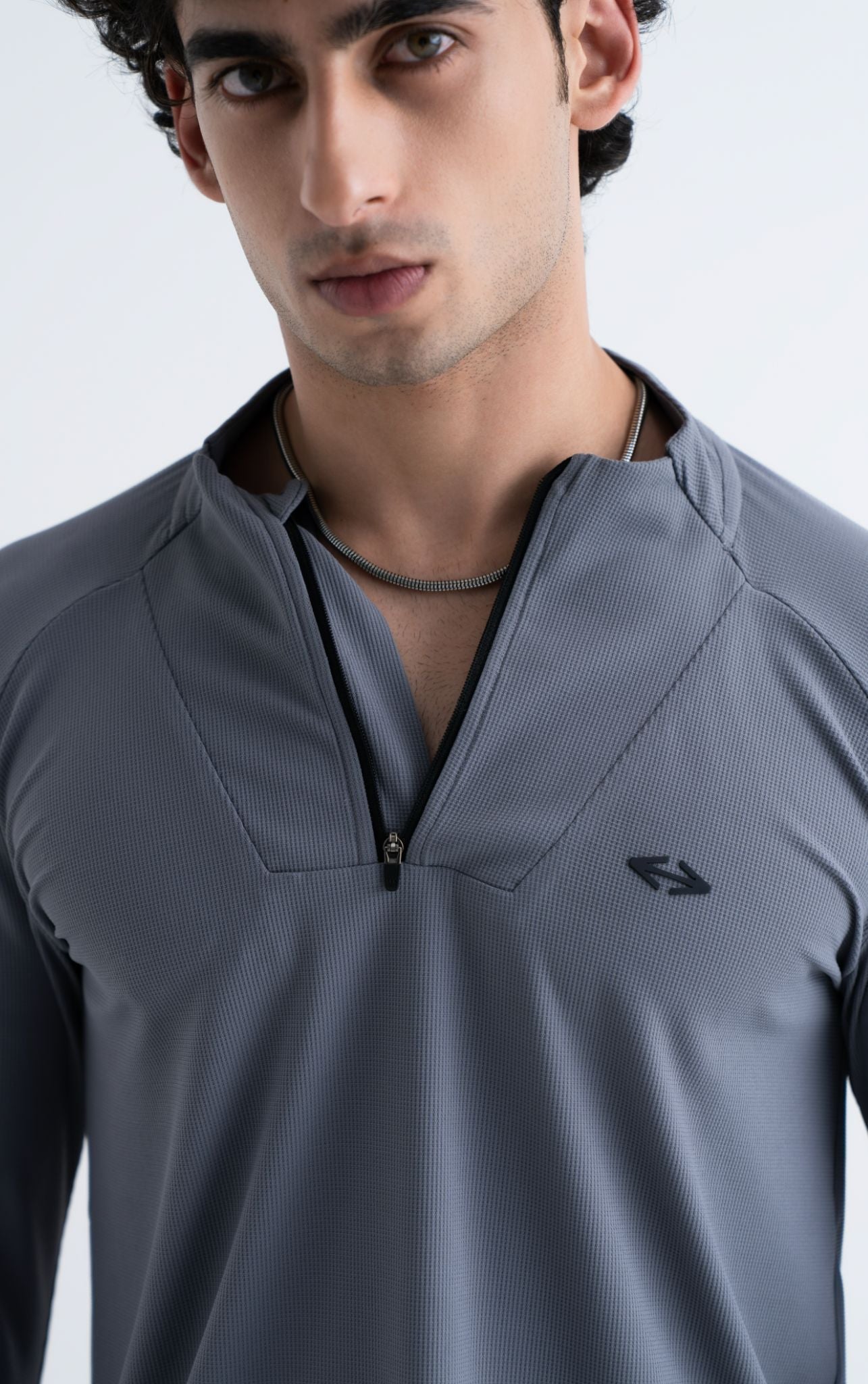 Men Half Zip Panel Jacket Grey - 4