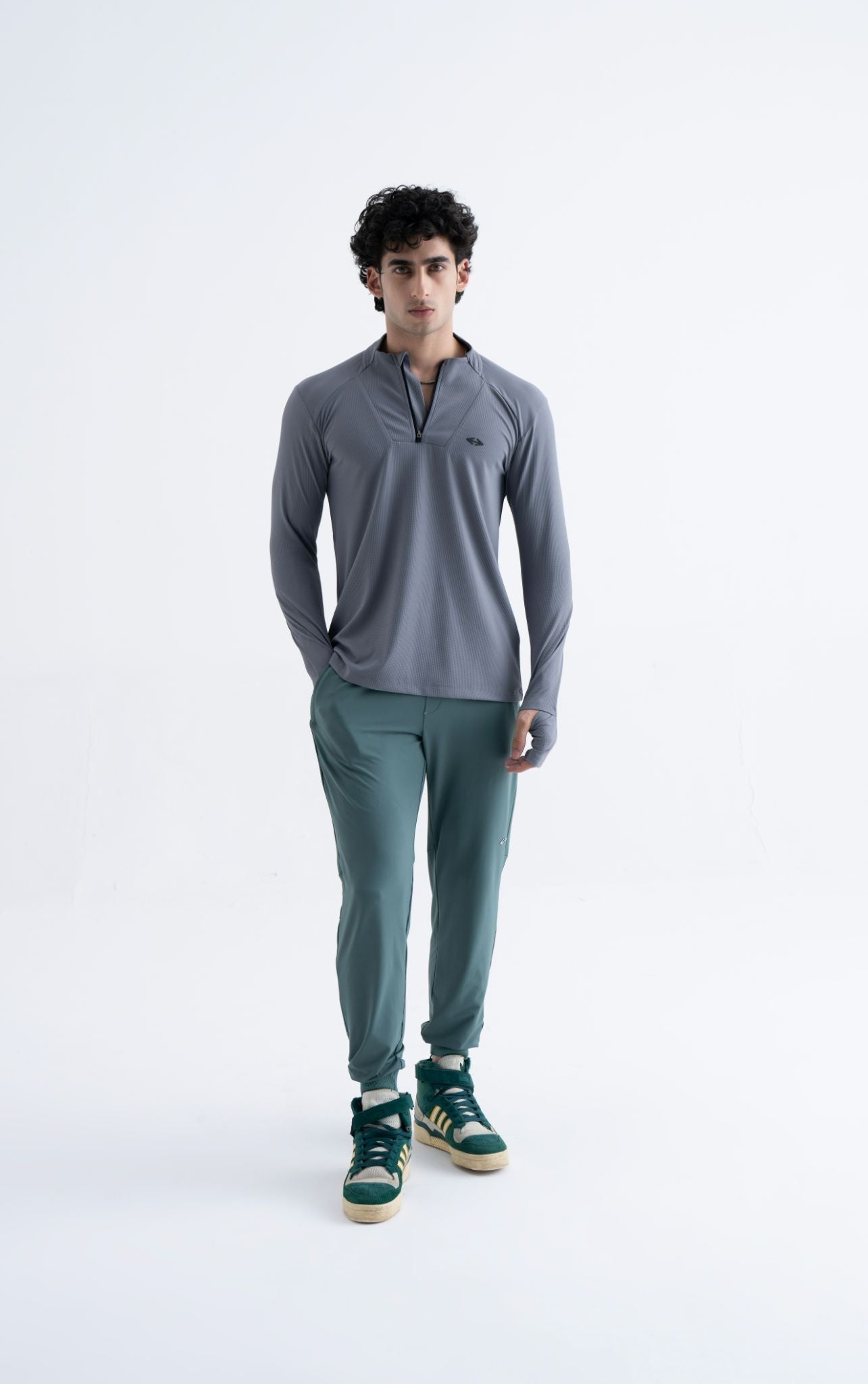 Men Half Zip Panel Jacket Grey - 1