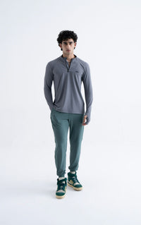 Men Half Zip Panel Jacket Grey - 1