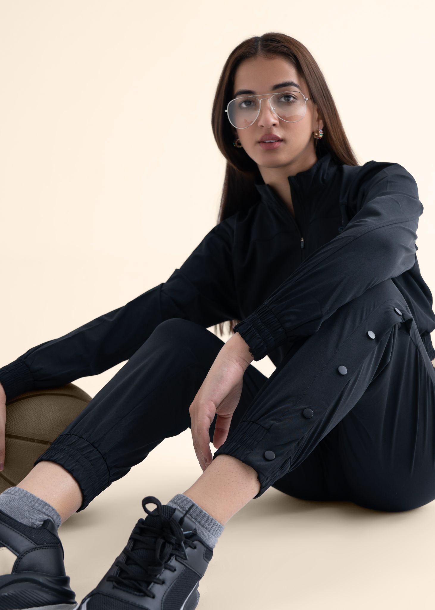 Play Core Snap Botton Track Pants - Black - 6