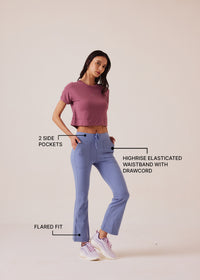 Women Gym Flare Pants - Ice Blue - 3