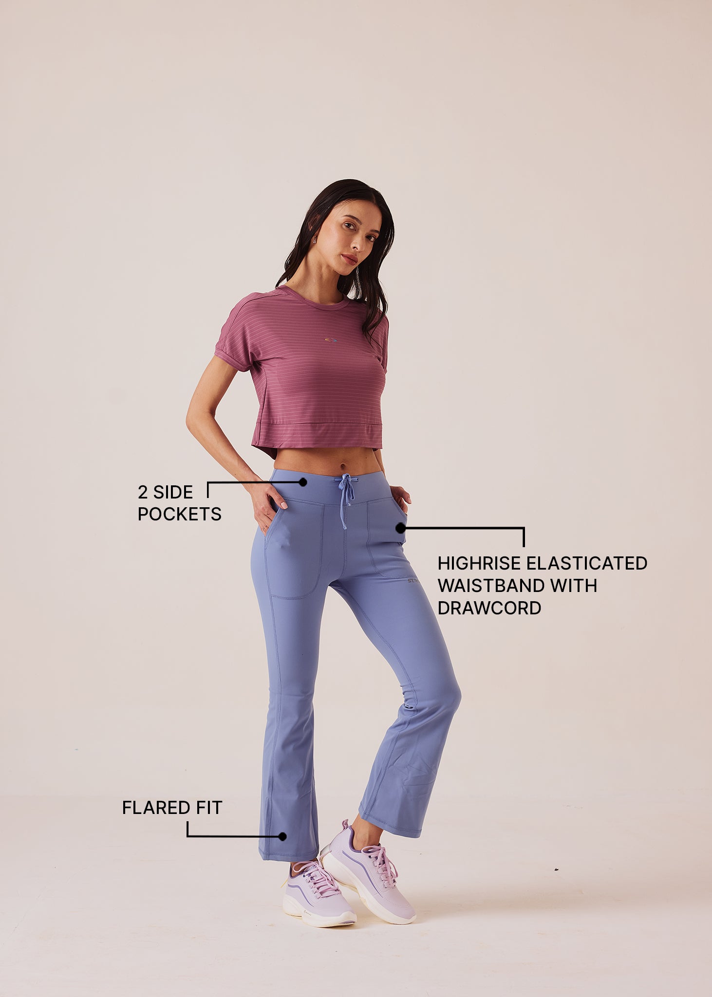 Women Gym Flare Pants - Ice Blue - 3