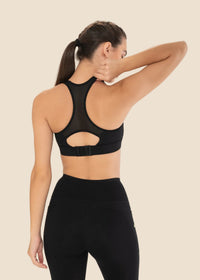 Women Adjustable Strap Gym Bra - Powder Black - 7