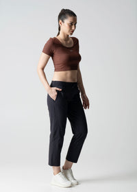 Women Gym Straight Pants - Black - 6