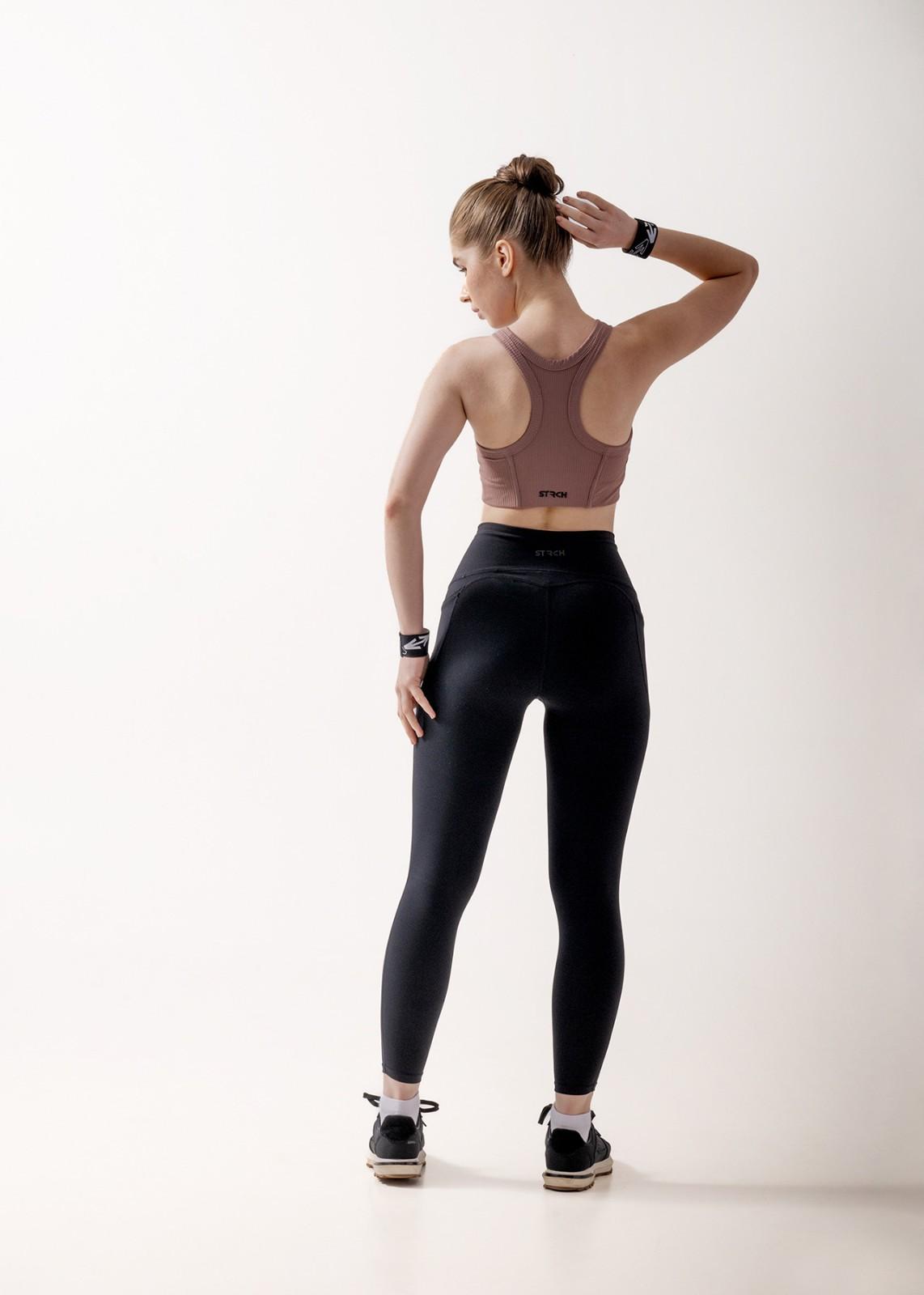 Ribbed T-back sports bra - Abode Rose - 4