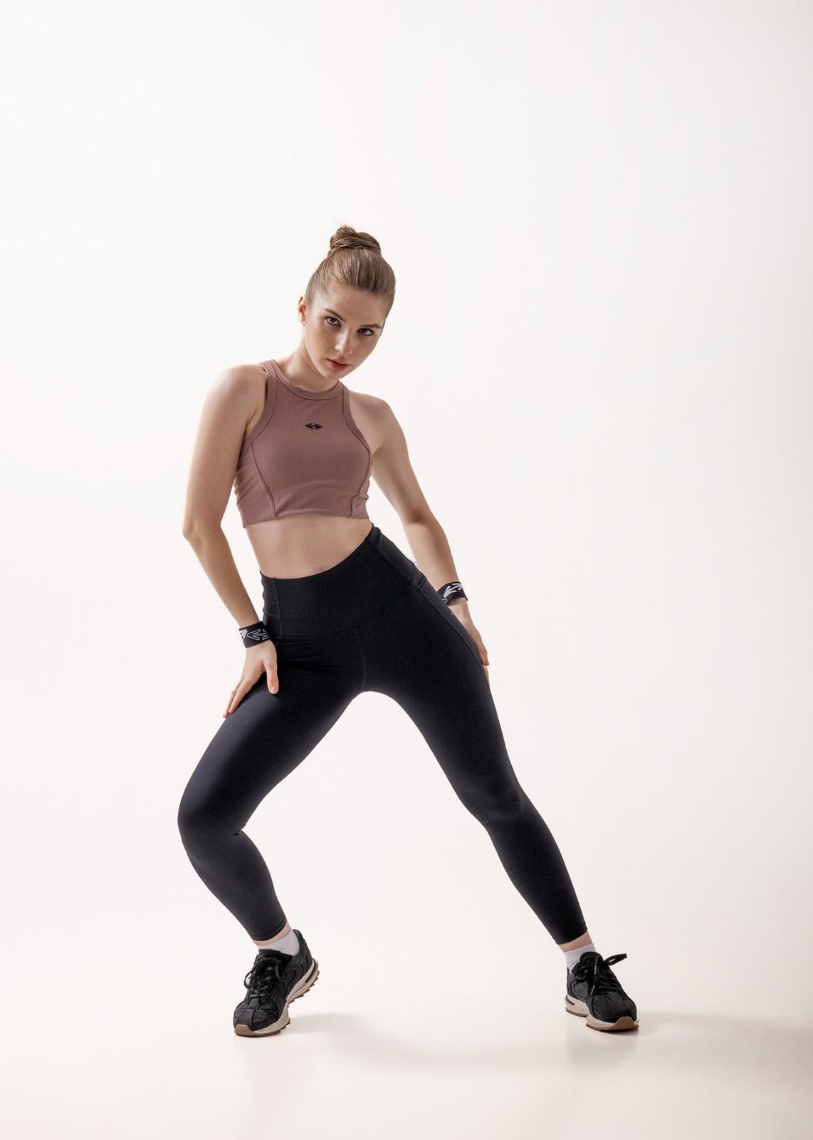 Ribbed T-back sports bra - Abode Rose - 5
