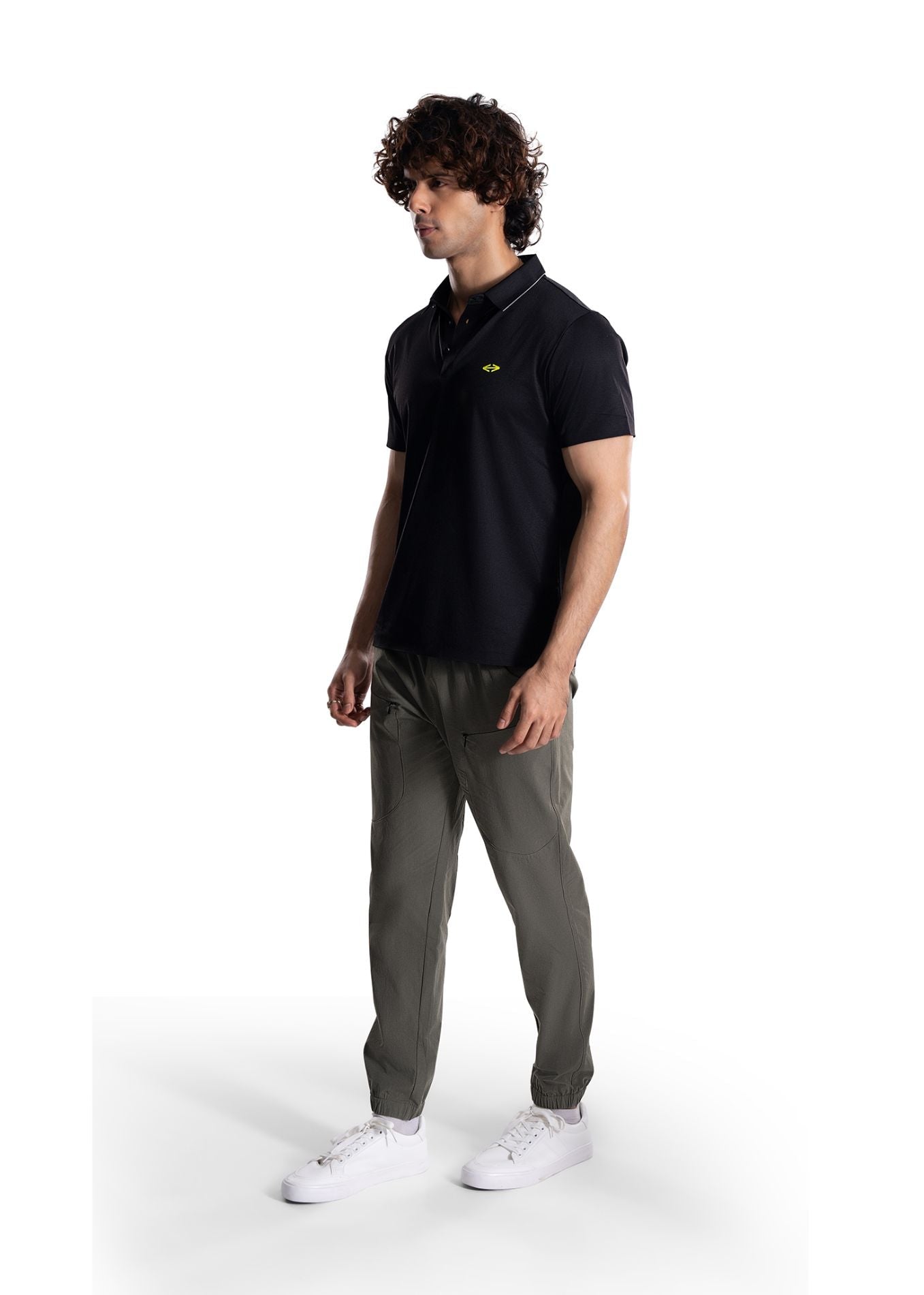 Men Slim Fit Bonded Polo Tshirt Black - 3