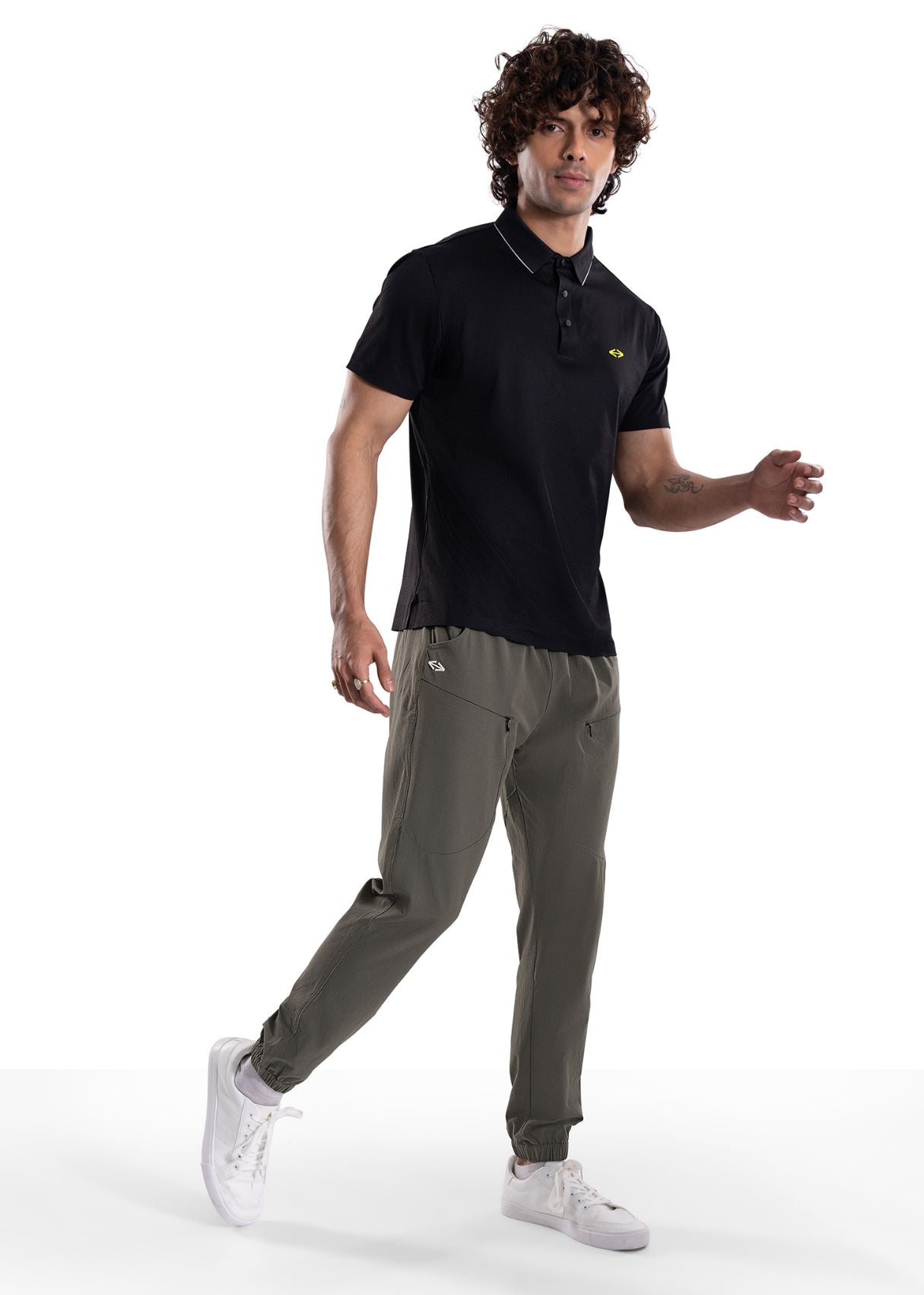 Men Slim Fit Bonded Polo Tshirt Black - 1