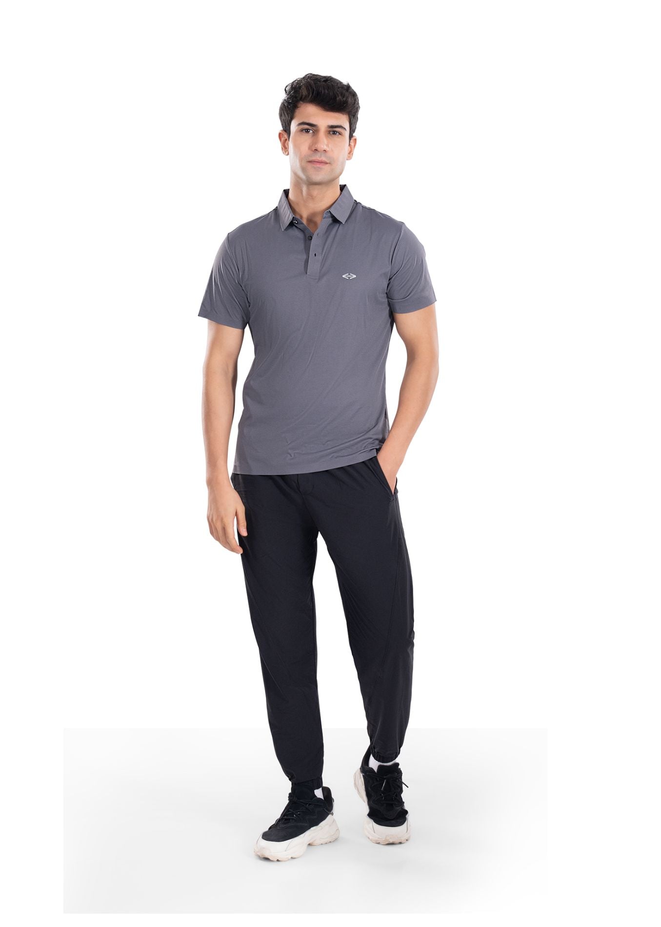 Men Slim Fit Bonded Polo Tshirt Charcoal Grey - 4