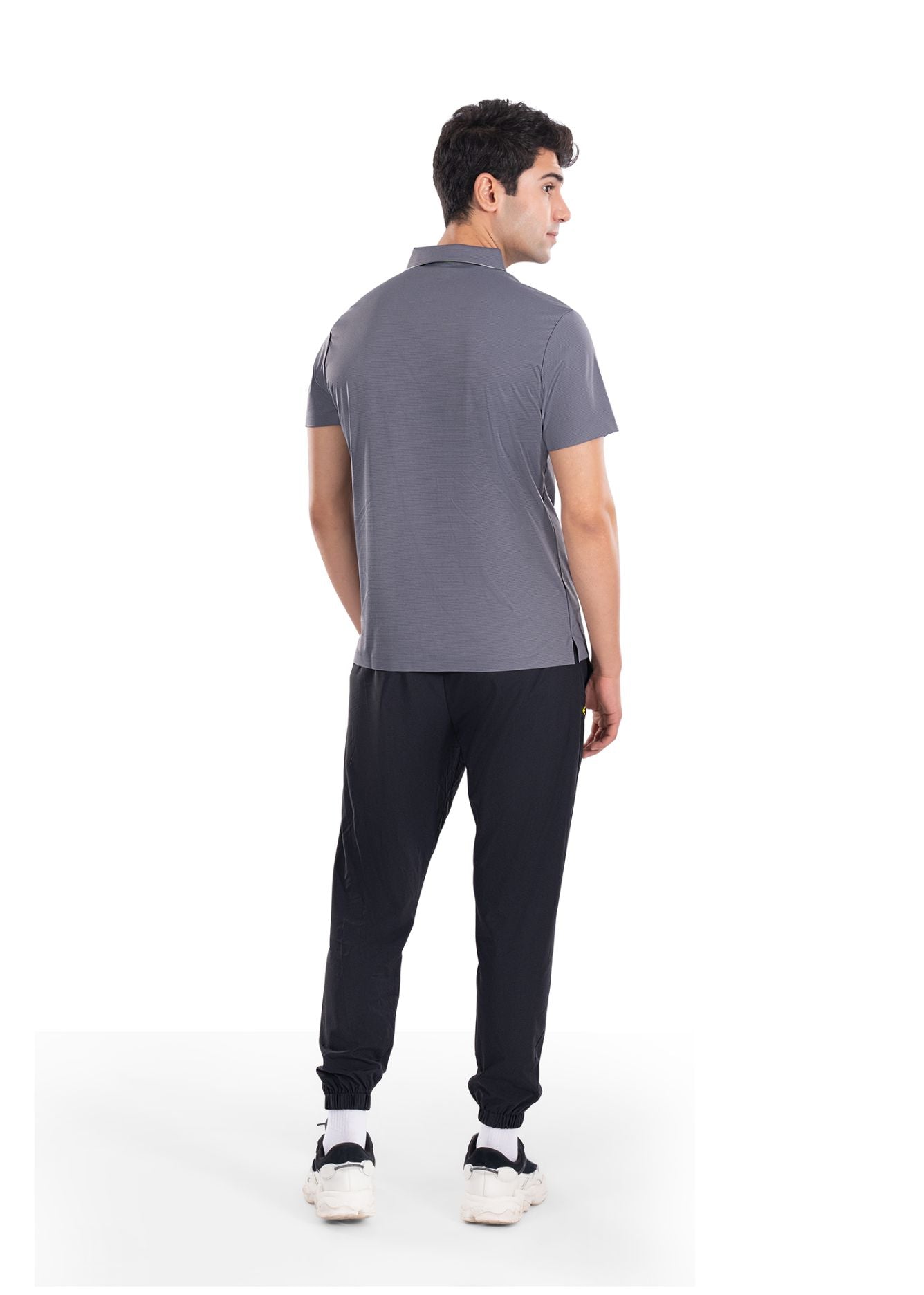 Men Slim Fit Bonded Polo Tshirt Charcoal Grey - 5