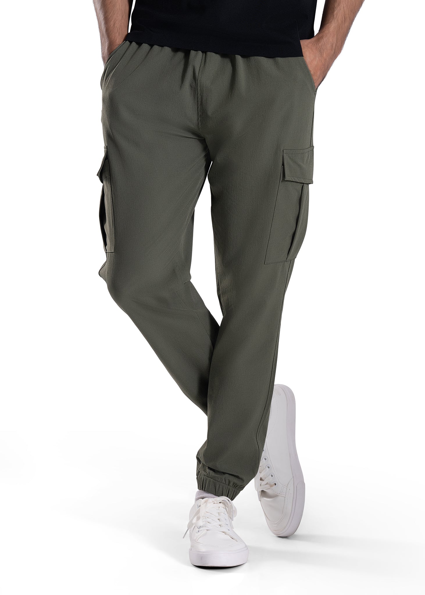 Men Utility Cargo Fit Pants Dark Olive - 1