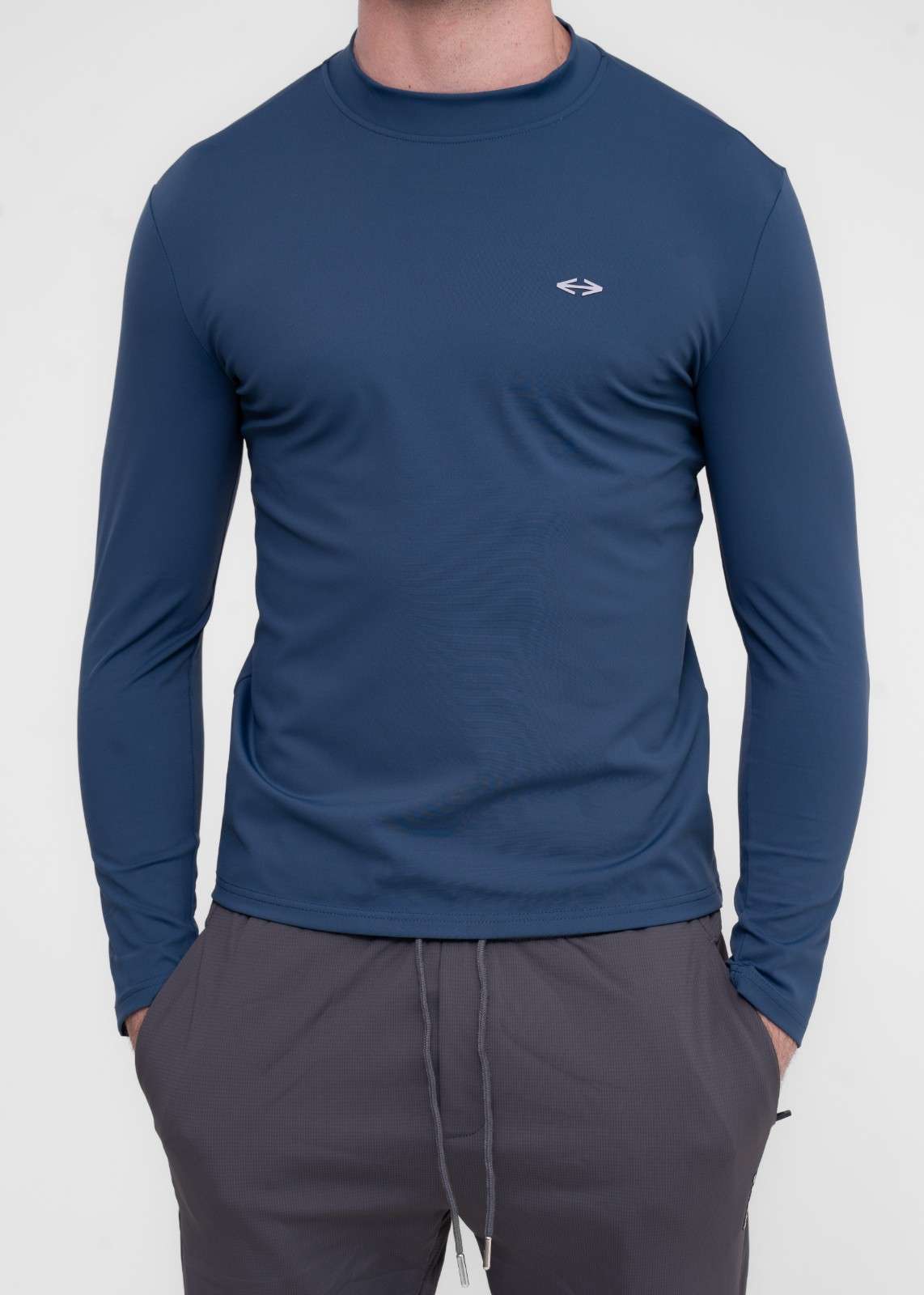 Men Gym Tshirt With Stand Collar Blue Wing Teal - 4