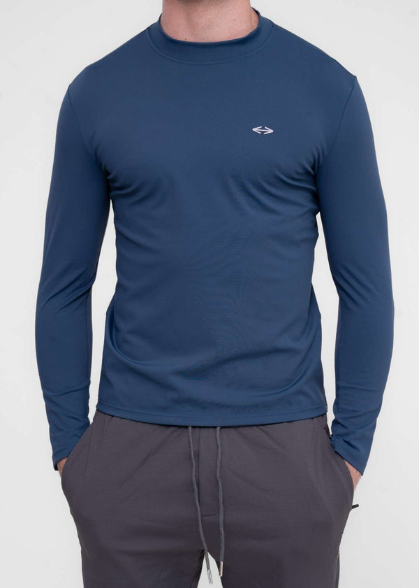Men Gym Tshirt With Stand Collar Blue Wing Teal - 4