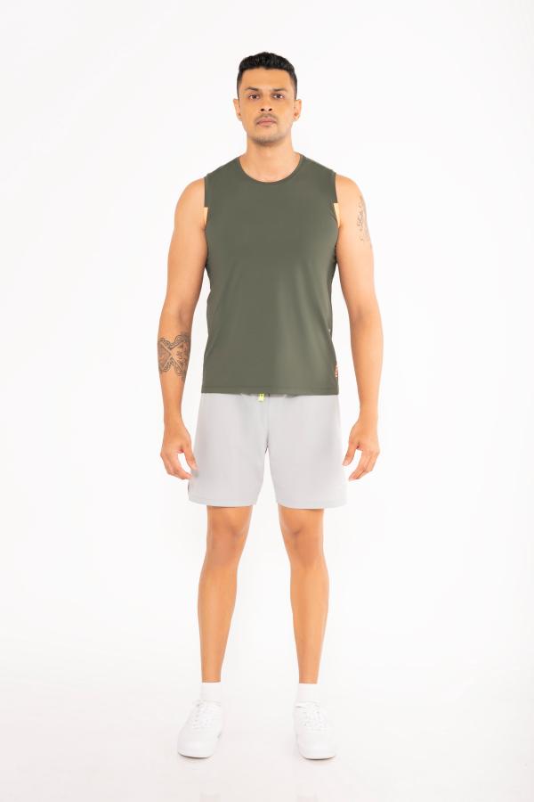 Men Lightweight Gym Tank Top Army Green - 1