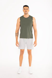 Men Lightweight Gym Tank Top Army Green - 1