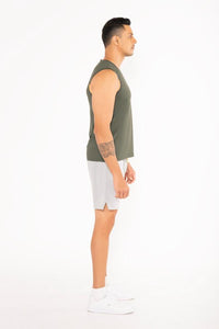 Men Lightweight Gym Tank Top Army Green - 4