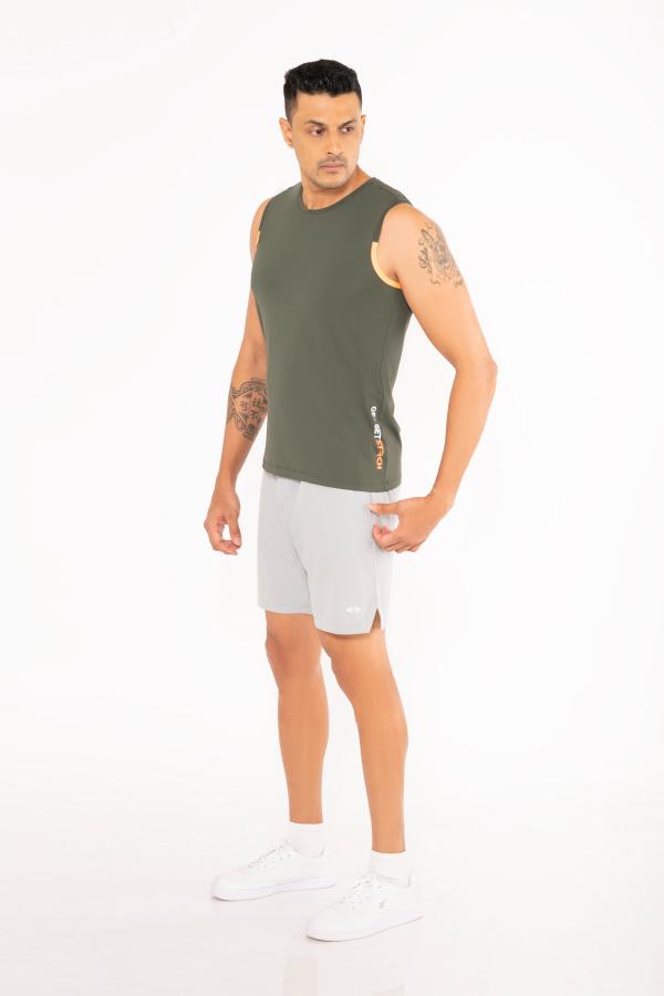 Men Lightweight Gym Tank Top Army Green - 5