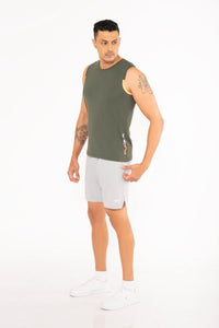 Men Lightweight Gym Tank Top Army Green - 5