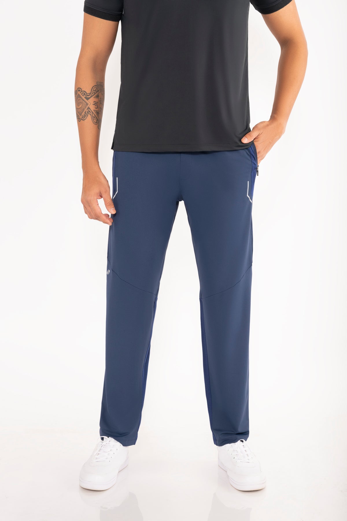 Men Running Track Pants Navy Blue - 3