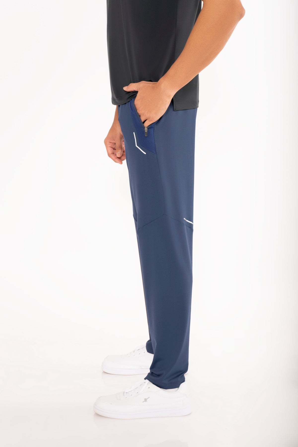 Men Running Track Pants Navy Blue - 4