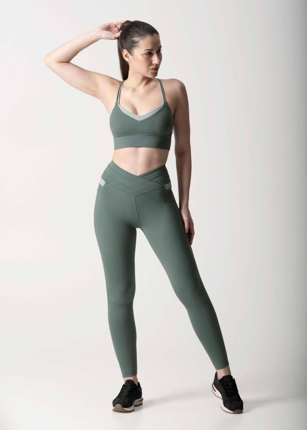 Women High Support Sports Bra - Sage Green - 4