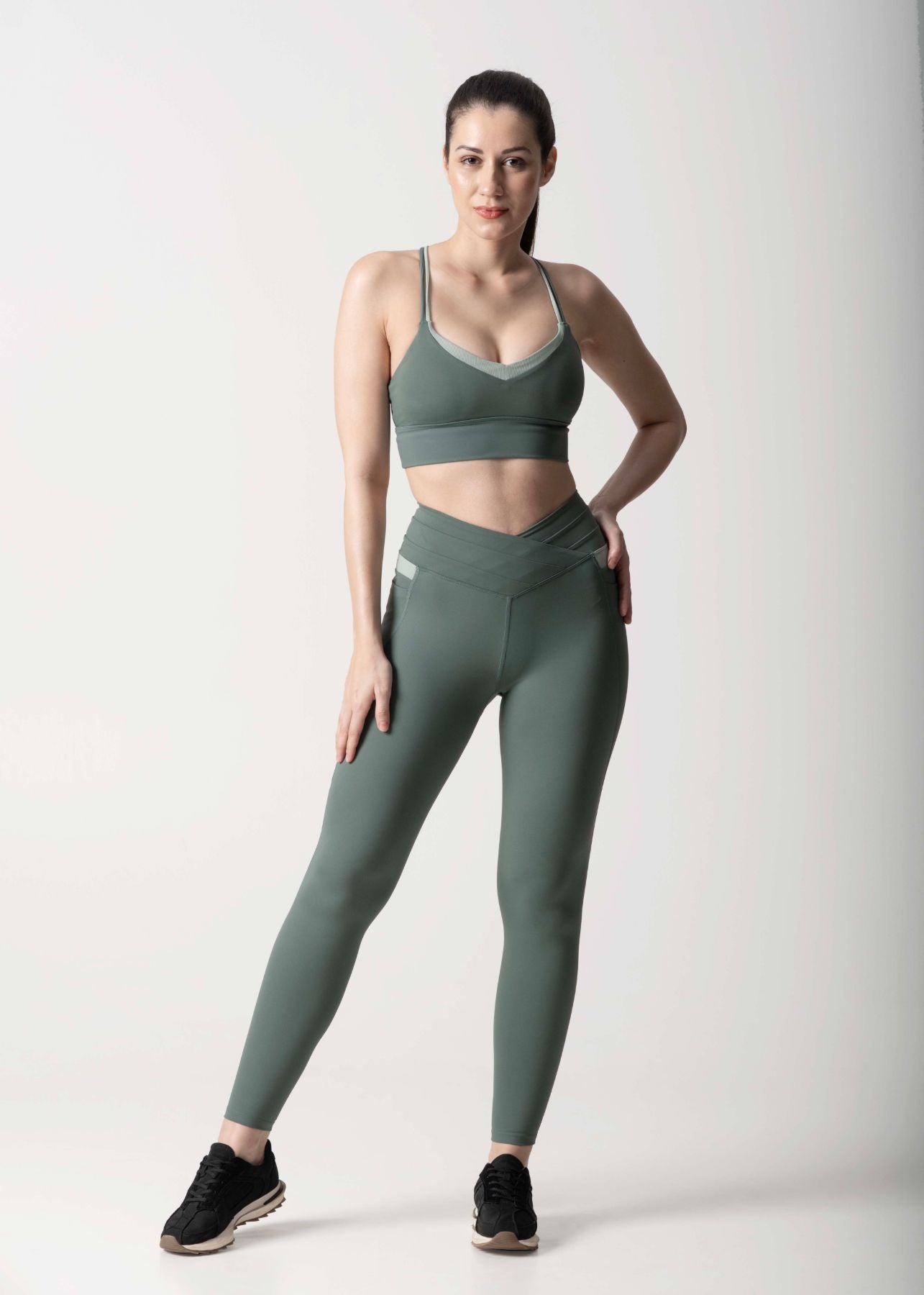 Women High Support Sports Bra - Sage Green - 3