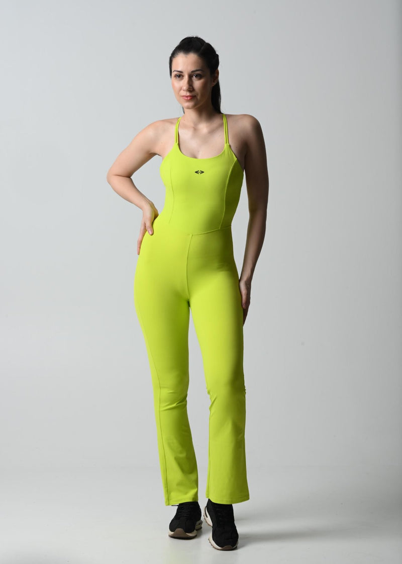 Women Workout Jumpsuit - Neon Green