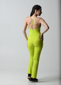 Women Workout Jumpsuit - Neon Green - 3