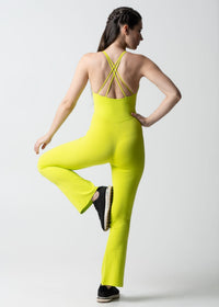 Women Workout Jumpsuit - Neon Green - 5