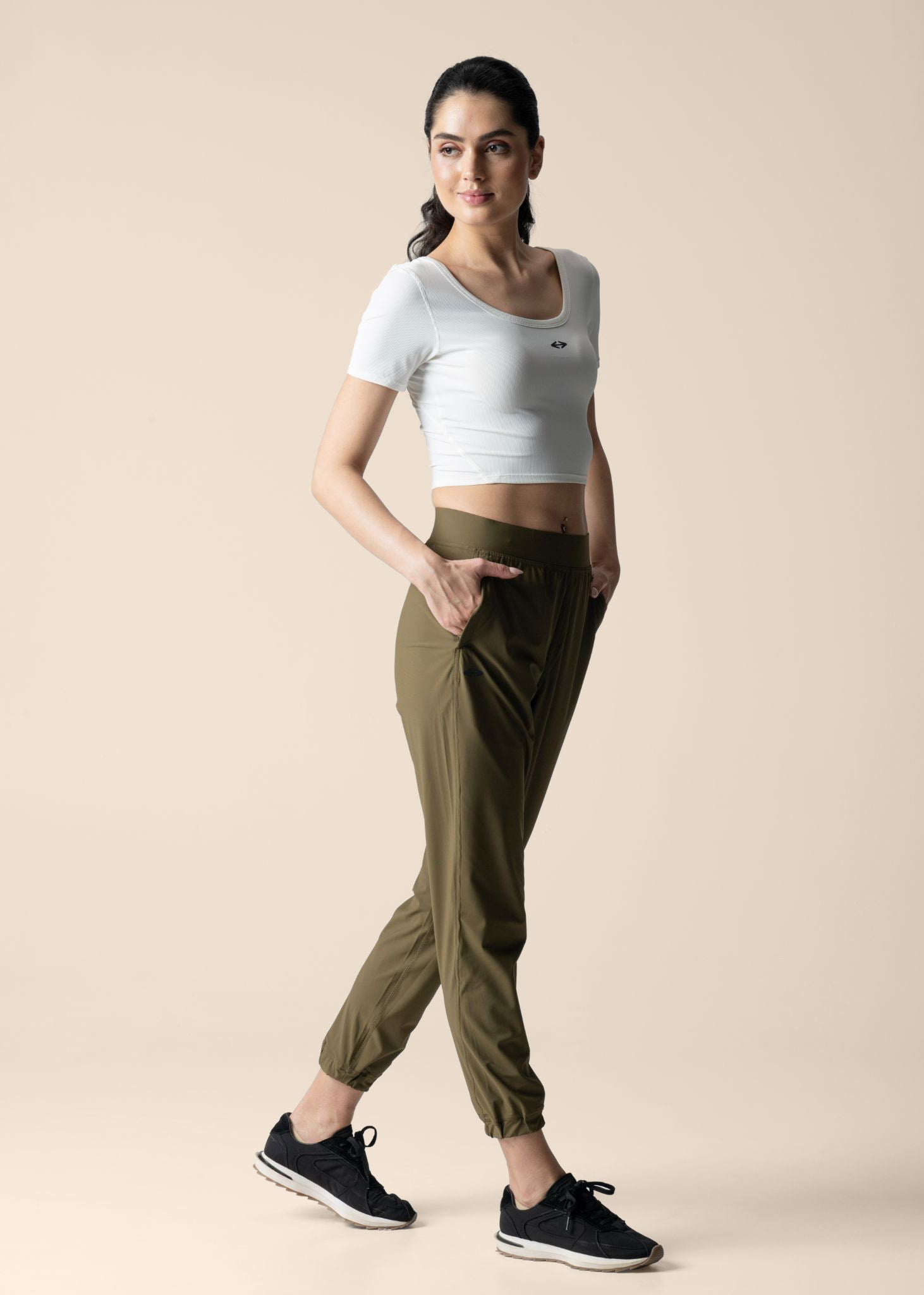 Women Workout Track Pants - Olive - 4