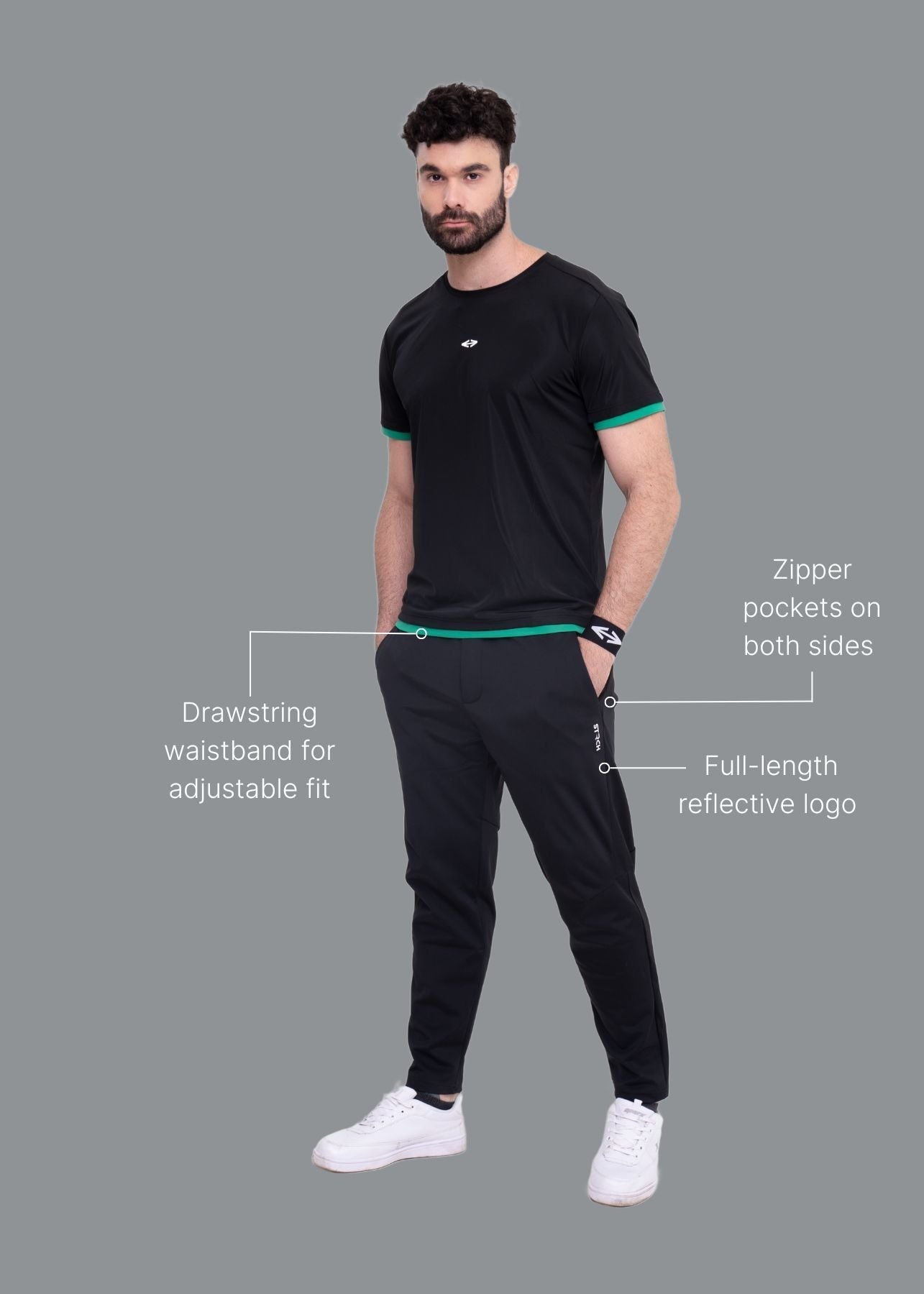 Men Warm Track Pants Black - 2