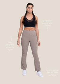 Women Workout Flare Pant - Beige - 3