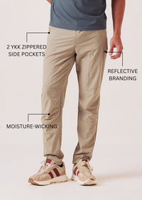 Men Zipper Pocket Workout Pants - Muted Green - 3
