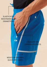 Men Multi-Pocket Gym Shorts - Royal Blue - 3