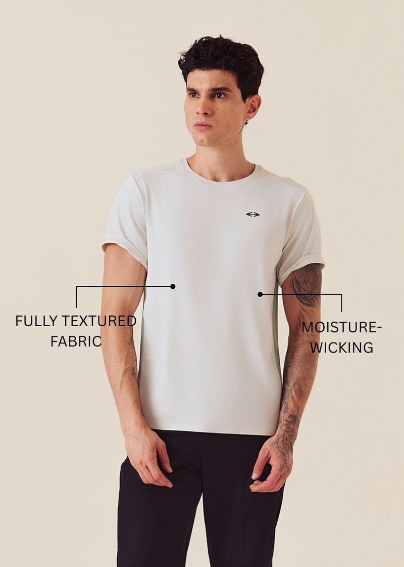 Mens Colour-Block Gym T-Shirt - Silver Grey - S