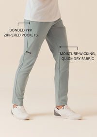 Men Zip Pocket Gym Pants - Sage Green - 3