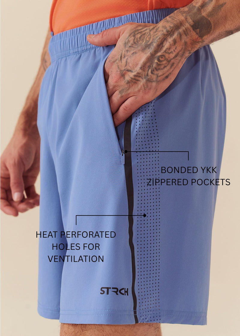 Laser Perforated Training Shorts - Slate Blue