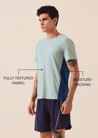 Men Color Block Gym T-Shirt - Grey Sage - 3