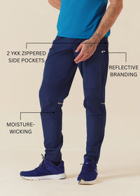 Men Zipper Pocket Workout Pants - Estate Blue - 3